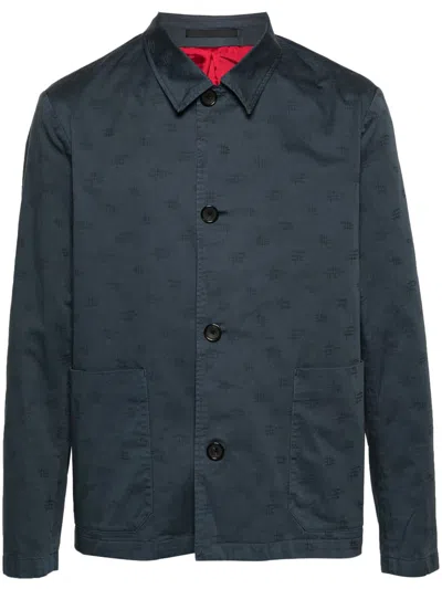 Paul Smith Monogram-jacquard Shirt Jacket In Inky Blue