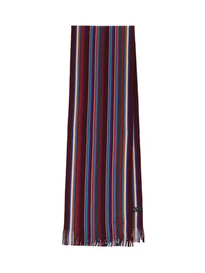 Paul Smith 'multcolour Stripe' Striped Shawl In Red