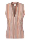 Paul Smith Multi-color Striped Top With Deep V-neckline