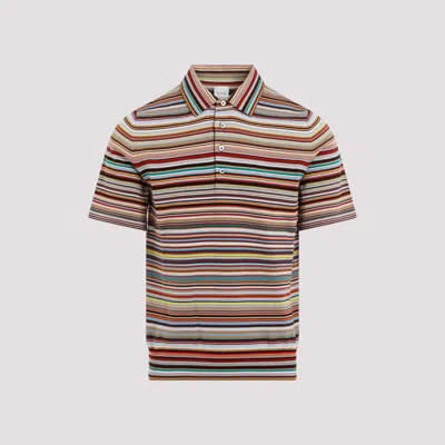 Paul Smith Multi Colored Organic Cotton Polo Shirt In Grey