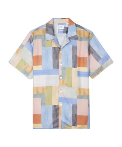 Paul Smith Multi Colour-block Print Lyocell Short-sleeve Shirt