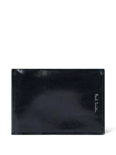 Paul Smith Multi-stripe Leather Cardholder In Black