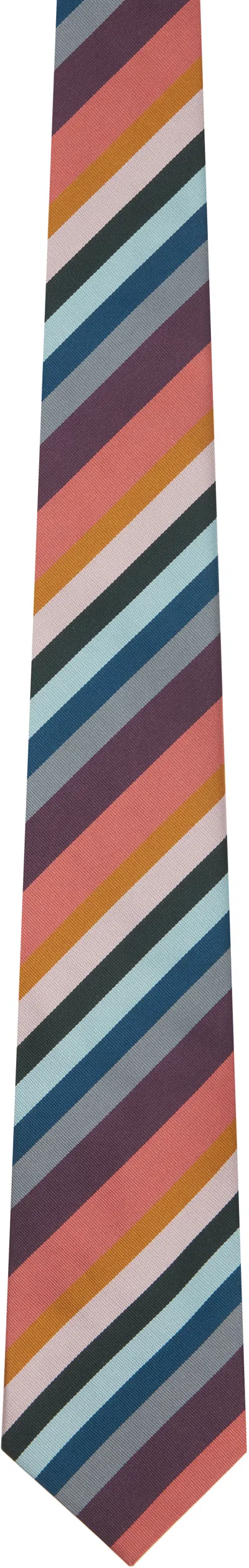 Paul Smith Multicolor Artist Stripe Tie In Blue