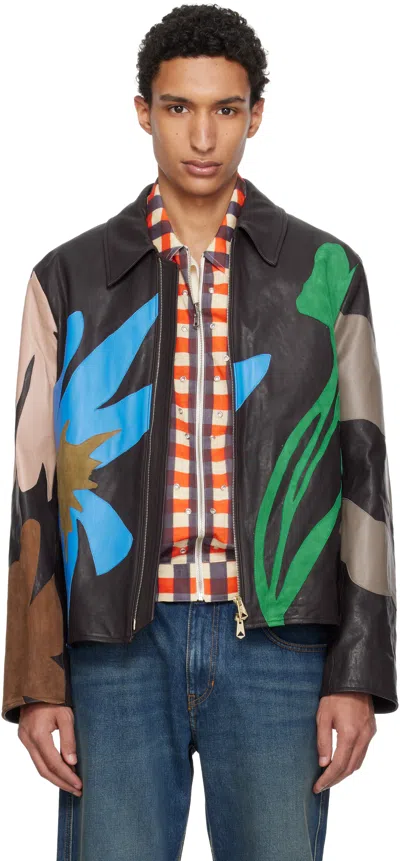 Paul Smith Multicolor Floral Soft Lamb Leather Jacket