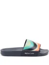 Paul Smith Striped Flat Slides Multicolor Strap In Multicolor