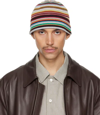 PAUL SMITH MULTICOLOR MERINO WOOL 'SIGNATURE STRIPE' BEANIE