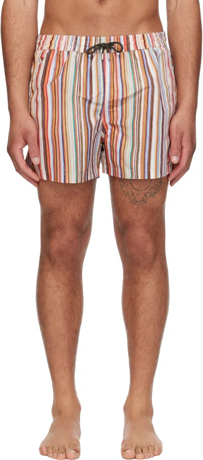 Paul Smith Multicolor 'painted Signature Stripe' Swim Shorts