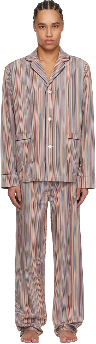 PAUL SMITH MULTICOLOR 'SIGNATURE STRIPE' COTTON PYJAMA SET