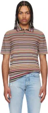 Paul Smith Multicolor Signature Stripe Knitted Cotton Polo In 92 Multi