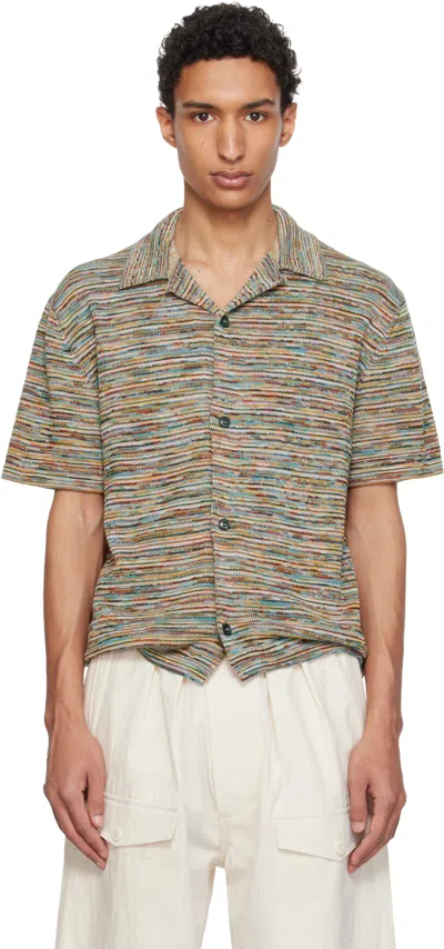 Paul Smith Multicolor 'signature Stripe' Knitted Cotton Shirt In Brown