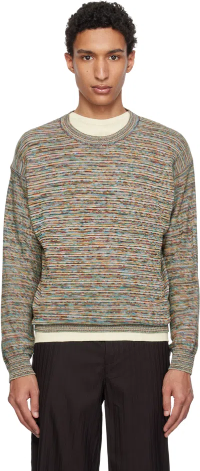 Paul Smith Multicolor 'signature Stripe' Knitted Cotton Sweater In Green