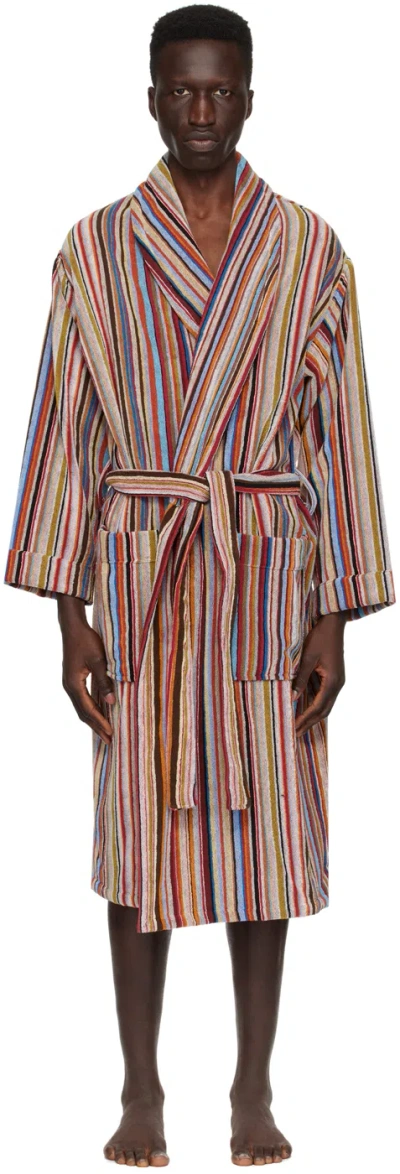 Paul Smith Multicolor Signature Stripe Dressing Gown In 92 Multicolour