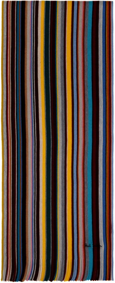 Paul Smith Multicolor Signature Stripe Scarf In 92 Multicolour