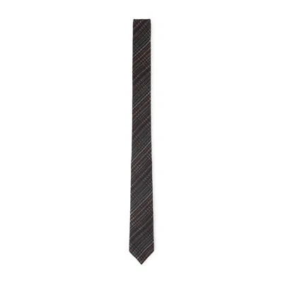 Paul Smith Multicolor Signature Stripe Silk And Wool Tie In Black