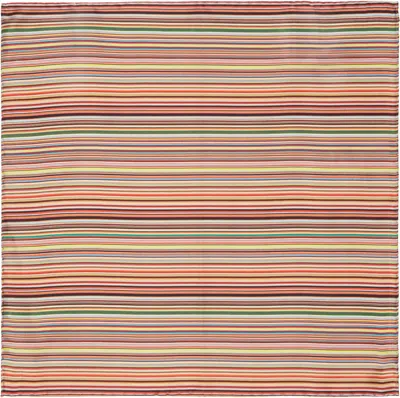 Paul Smith Multicolor Signature Stripe Silk Pocket Square In 92 Multicolour