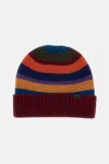 Paul Smith Multicolor Striped Beanie Hat In Gold