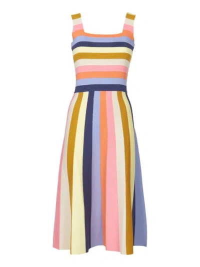 Paul Smith Multicolor Striped Dress With Shoulder Pads In Neutrals