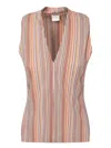 Paul Smith Multi-color Striped Top With Deep V-neckline In Multi