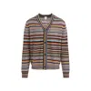 Paul Smith Multicolored Horizontal Striped Wool Blend Cardigan In Multicolor