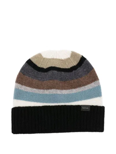 Paul Smith Multicolored And Black Striped Wool Hat
