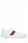 Paul Smith Multicolored Stripe Detail Smooth Leather Sneakers In White