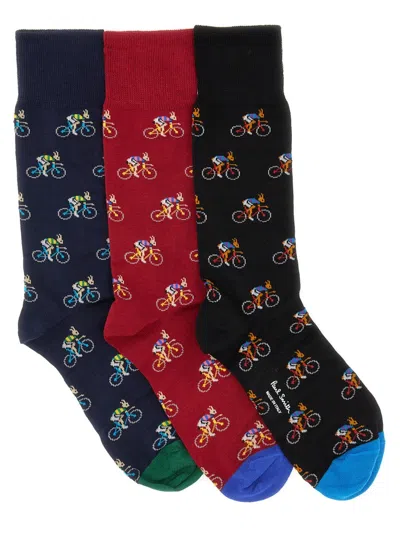 Paul Smith Multicolour Cotton Blend Socks In Black