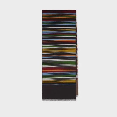 Paul Smith Striped Fringed Scarf In Multi