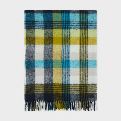 Paul Smith Multicolour Merino Wool Check Blanket Green