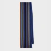 Paul Smith Multicolour Merino Wool Twisted Stripe Scarf Black In Blue