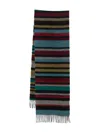 Paul Smith Multicolour Stripe Cashmere Scarf With Fringed Edges In Multi