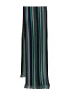 Paul Smith Multicolour Stripe Wool Scarf In Black