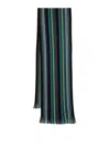 Paul Smith Multicolour Stripe Wool Scarf In Black