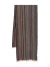 Paul Smith Multicolour Striped Merino Wool Scarf In Brown