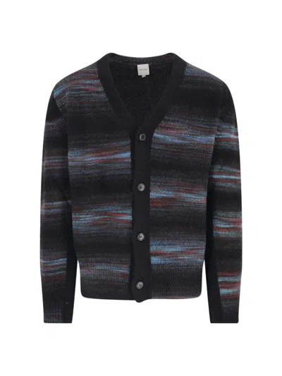 PAUL SMITH MULTICOLOURED STRIPED CARDIGAN WITH V-NECKLINE AND BUTTON-DOWN FRONT