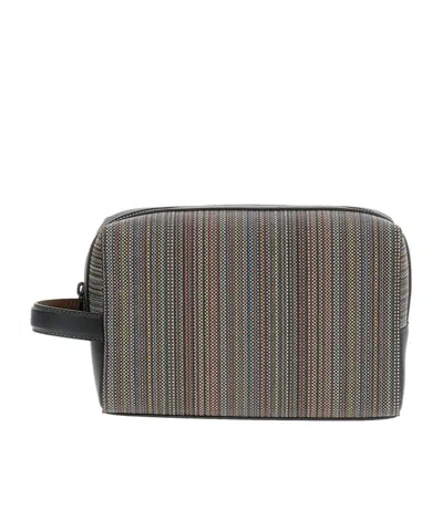 Paul Smith Multistripe Signature Stripe Wash Bag In Red