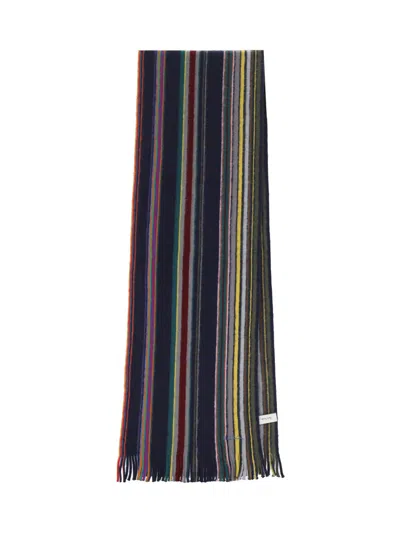 Paul Smith 'multistripe' Striped Scarf In Blue