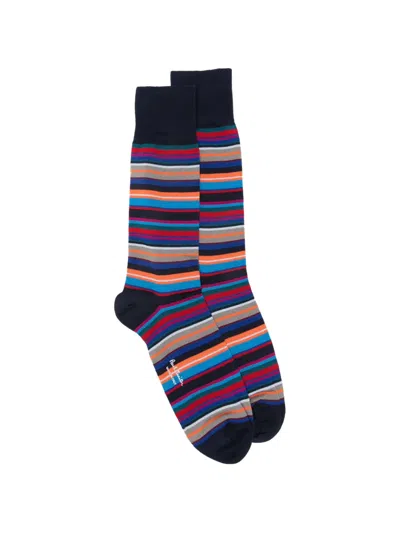 Paul Smith Munich Striped Socks In Blue
