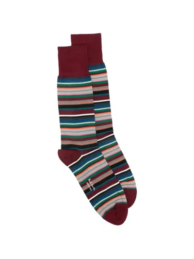 Paul Smith Munich Striped Socks In Red