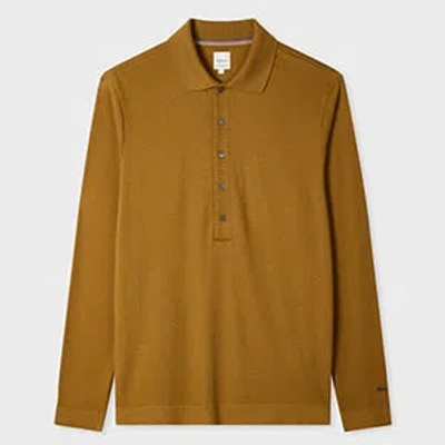 Paul Smith Mustard Cotton Polo Shirt With Integrated Rib Detail Brown In Yellow
