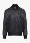 Paul Smith Contemporary Leather Bomber Jacket In Black