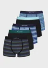 Paul Smith Navy And Black Striped Mixed Boxer Briefs Five Pack Multicolour In Blue