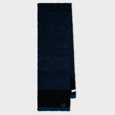 Paul Smith Navy And Black Twisted Yarn Block Stripe Scarf Green