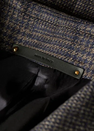 Paul Smith Navy And Brown 'dream Tweed' Wool-silk Coat Blue