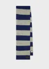 Paul Smith Navy And Grey Chunky Stripe Lambswool-mohair Blend Scarf Blue In Blue