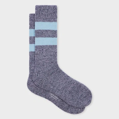 Paul Smith Navy And Light Blue Twisted Wool-blend Socks