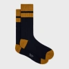 Paul Smith Navy And Mustard Bold Stripe Block Socks Blue In Blue