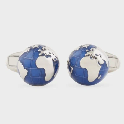 Paul Smith Navy And Silver 'globe' Cufflinks Blue