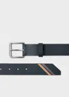 Paul Smith Navy 'artist Stripe' Edge Leather Belt Blue In Blue