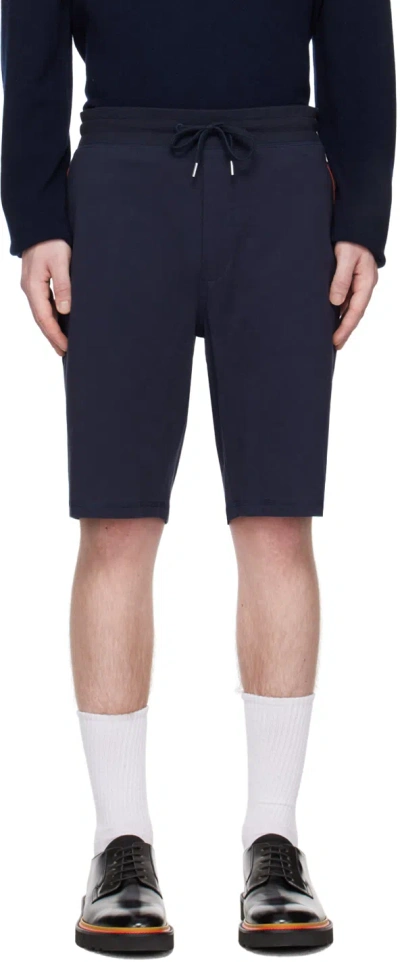 Paul Smith Navy Artist Stripe Shorts In Blue