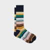 Paul Smith Navy Block Multicolour Stripe Socks Blue In Animal Print